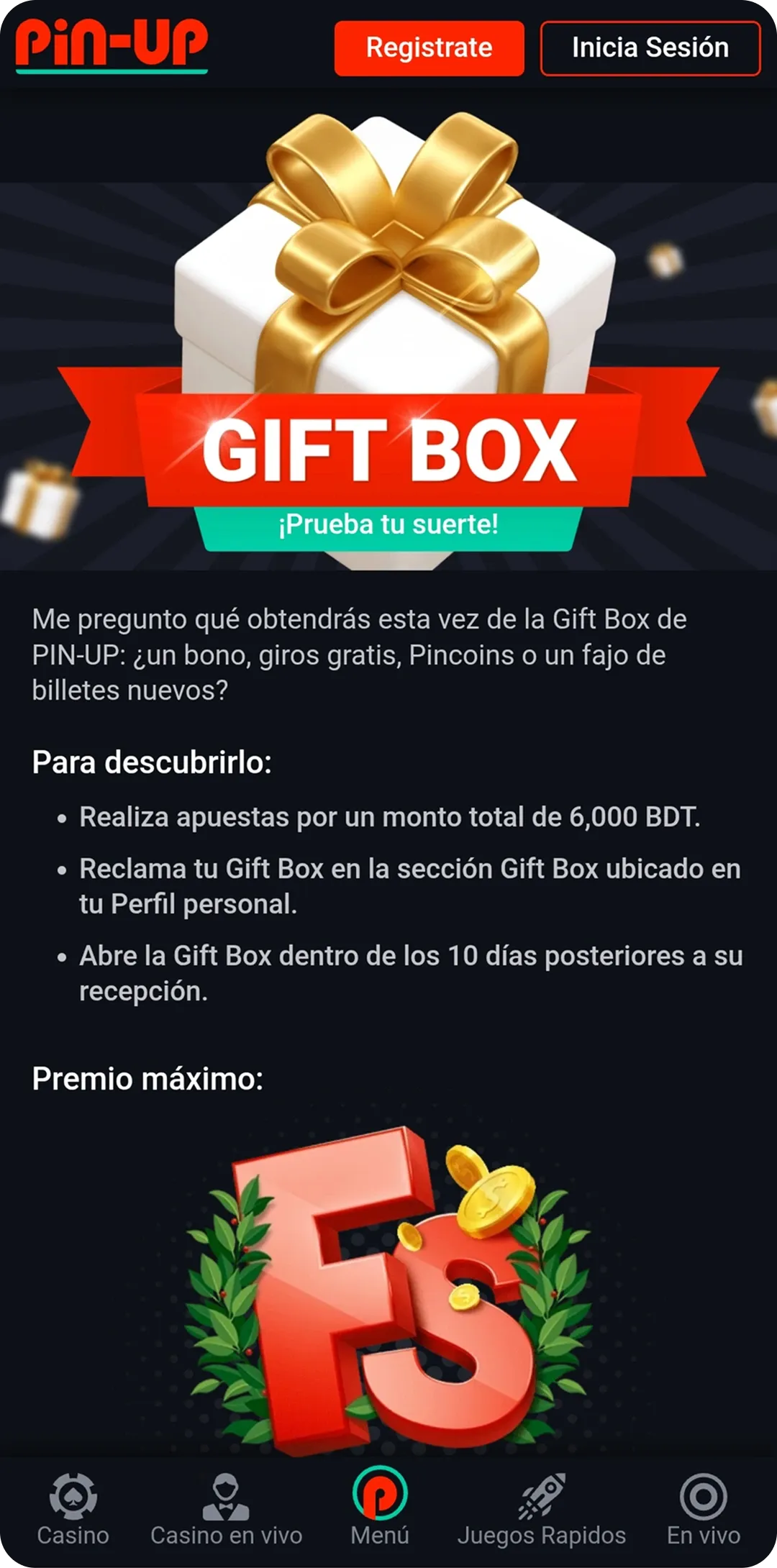 Gift box en la aplicación