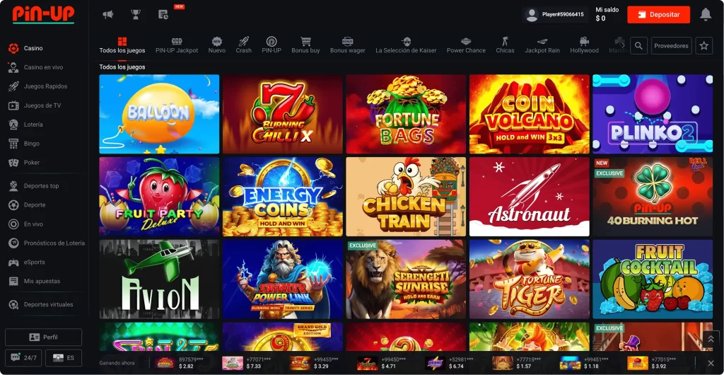 Tragamonedas de casino pin up