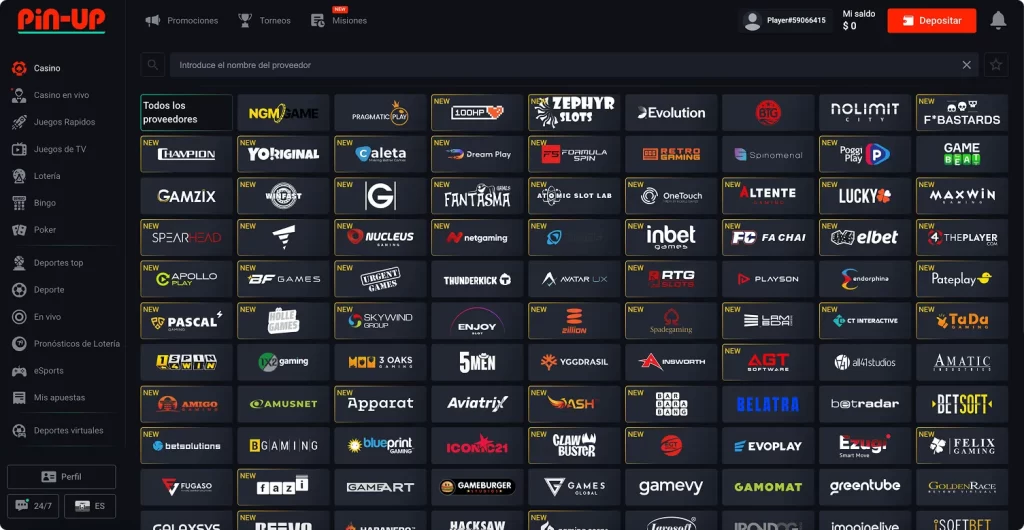 Proveedores PIN-UP casino